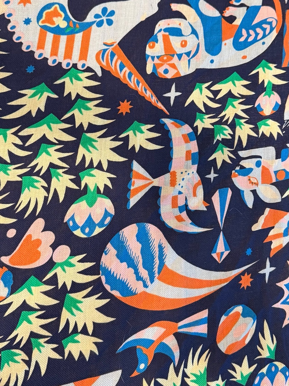 Inoui Editions 100% Wool Illustrated Art Scarf Multicolor French Designer - Picture 5 of 13